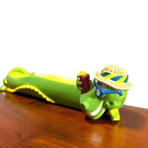 Rare 17"‎ Boston Warehouse Trading Ceramic Green Dragon Appetizer Boat Bowl 2003 - Picture 3 of 11